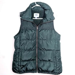 Hunter Green Puffer Vest Fleece Lined Old Navy